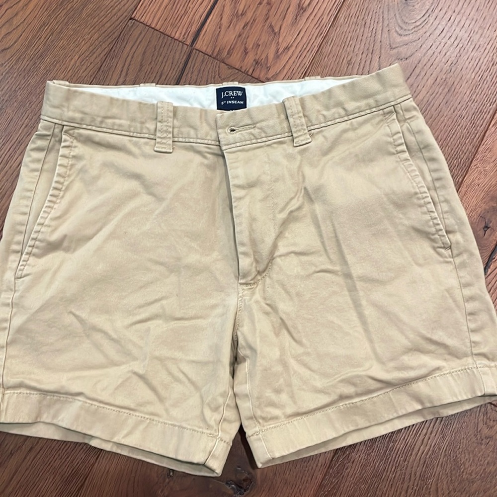 J Crew men’s khaki shorts, size 28, 5” inseam